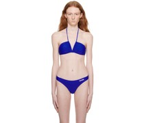 Blue Ruched Bikini Top