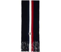 Navy Wool Tricolor Scarf