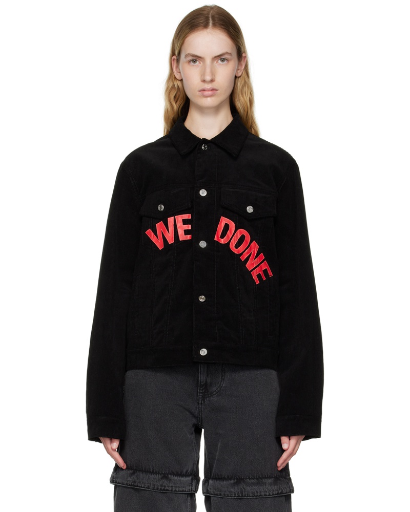 WE 11 DONE Damen Black Spread Collar Jacket