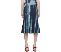 Blue Gaudi Midi Skirt