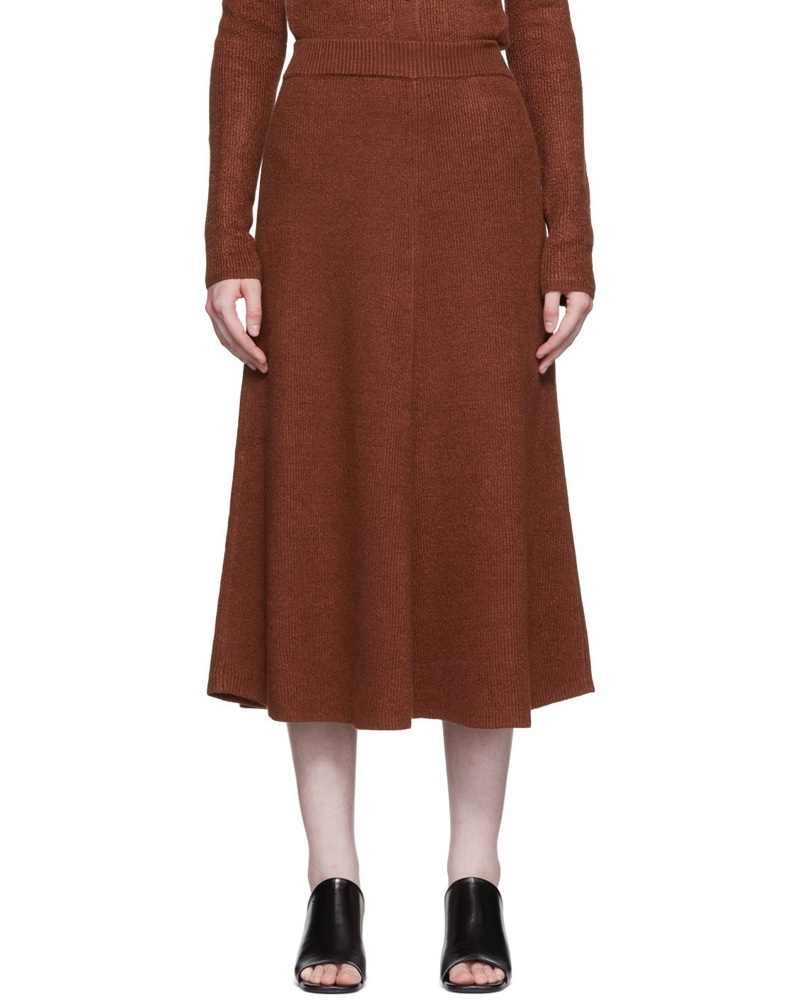 Joseph Damen Burgundy Stitch Midi Skirt