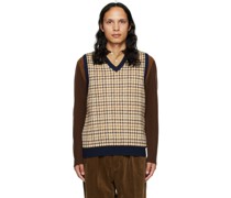 Beige & Navy Tartan Vest
