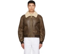 Brown Paneled Leather Jacket