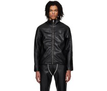 Black Fitted Faux-Leather Jacket