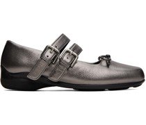 Gray Buckle Ballerina Flats