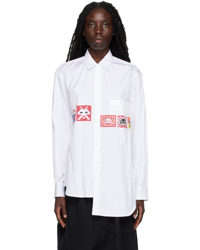 Comme des Garçons Damen White Digital Invader Shirt