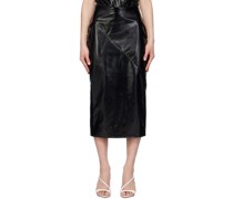 Black Kuana Faux-Leather Midi Skirt