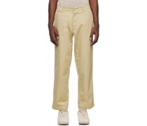Beige Wide Chino Trousers