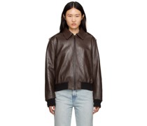 Brown Epaulet Leather Jacket