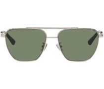 Silver & Green Aviator Sunglasses
