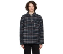 Navy Half Zip Check Sweater