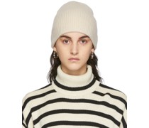 Off-White Cashmere Ribbed Beanie