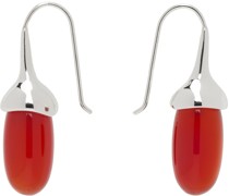 Silver & Red Dripping Stone Earrings