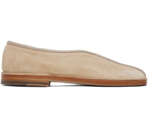 Beige Flat Piped Slippers