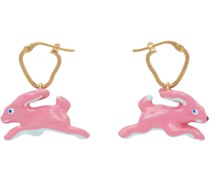 Gold & Pink Rabbit Earrings