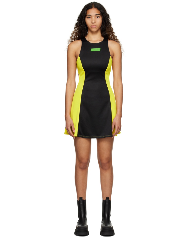 Ganni Damen Black & Yellow Tennis Dress