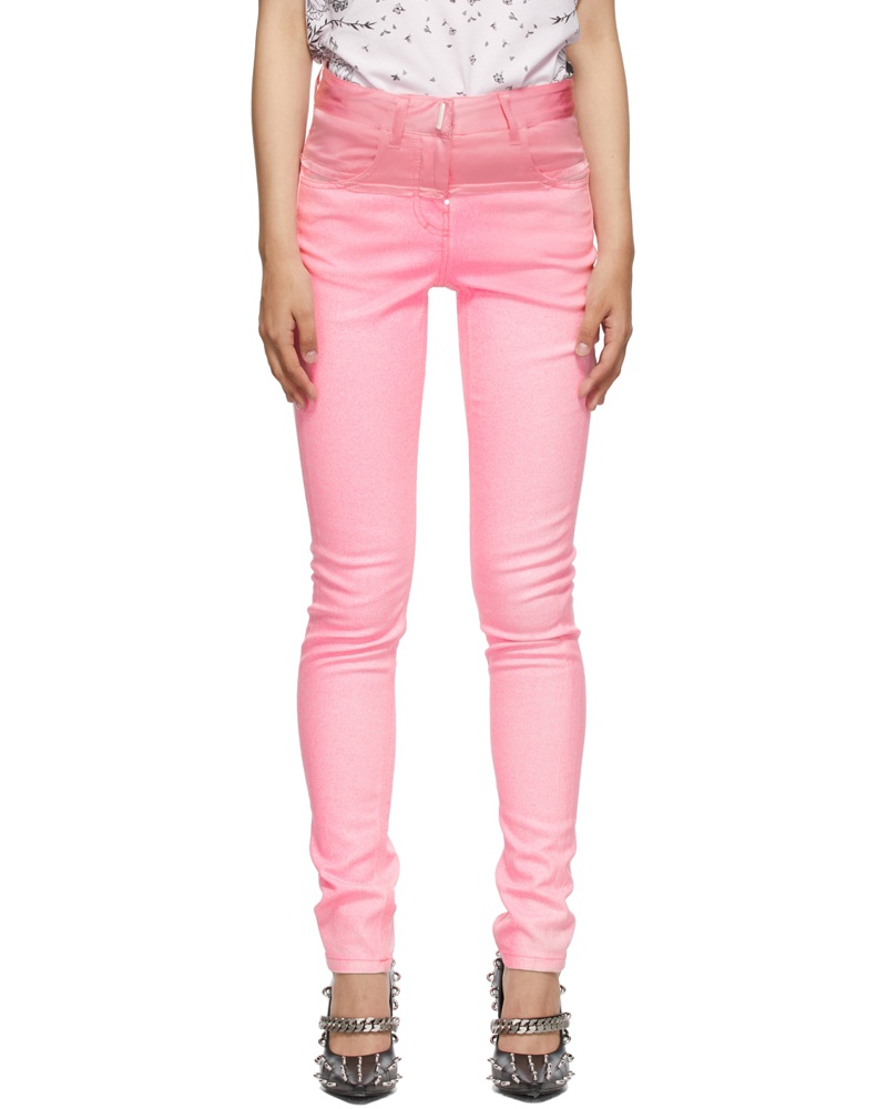 Givenchy Damen Pink Stretch Coated Jeans