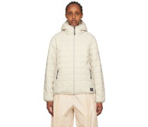 Gray & Off-White Hooded Reversible Down Jacket