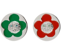Silver Flower Face Earrings