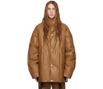 Brown Lambers Faux-Leather Down Jacket