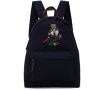 Navy Polo Bear Canvas Backpack
