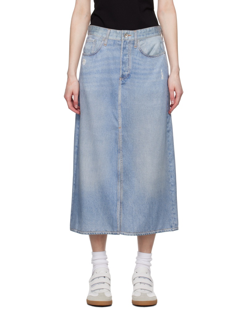 Rag & Bone Damen Blue Miramar Midi Skirt