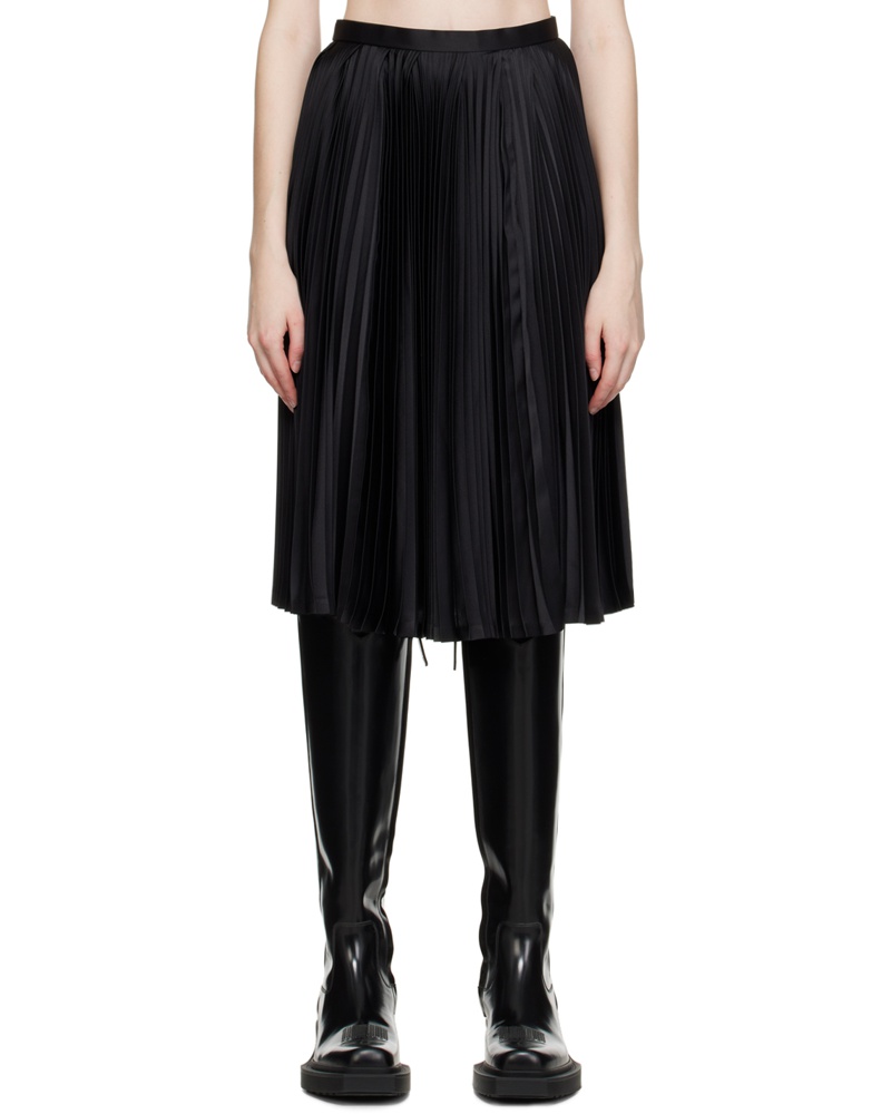 Noir Kei Ninomiya Damen Black Pleated Midi Skirt