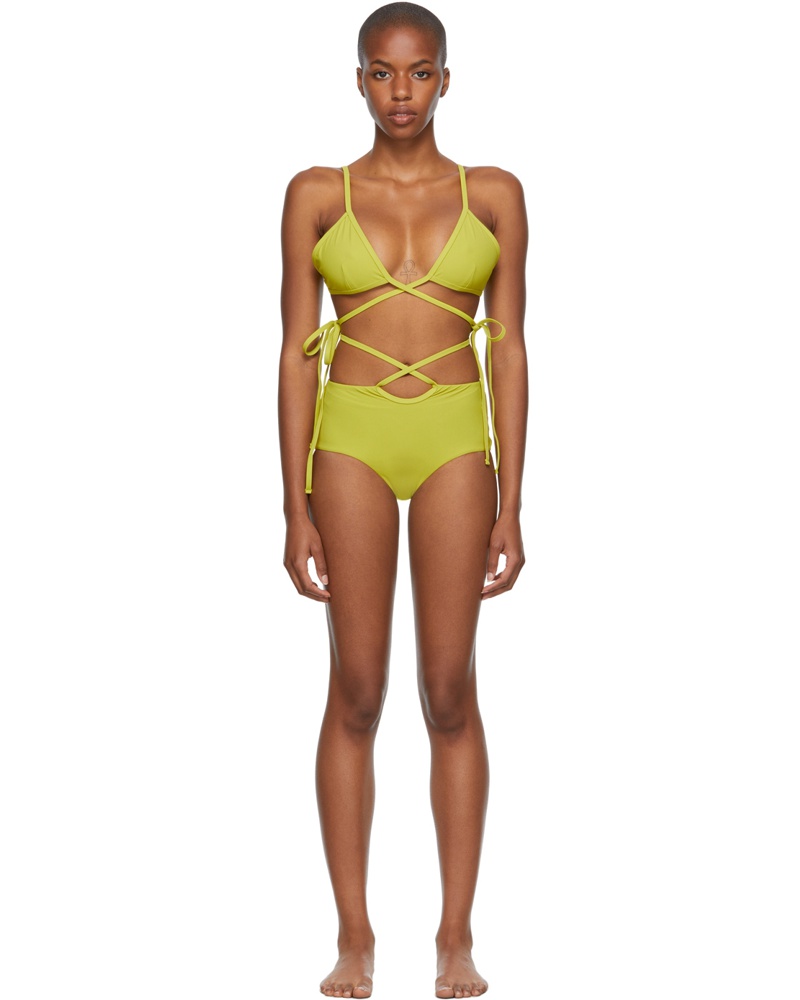 Christopher Esber Damen Green Wrapped Tie & Loop Tie Bikini