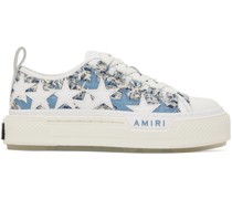 White & Blue Stars Court Low Sneakers