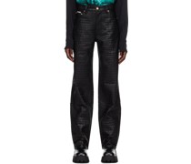 Black Benz Faux-Leather Jeans