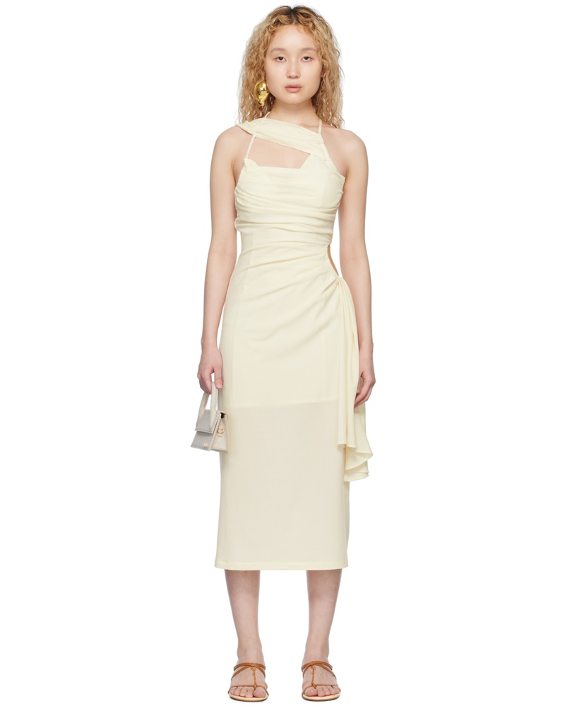 Jacquemus Damen Off-White Le Raphia 'La Robe Abanada' Midi Dress