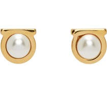 Gold Gancini Pearl Earrings