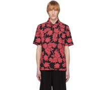 Black & Red Floral Polo