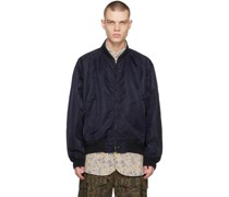 Navy Rib Trim Bomber Jacket