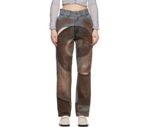 Brown Spiral Cutout Jeans