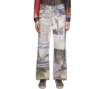 Multicolor Newspaper Cuts Jeans