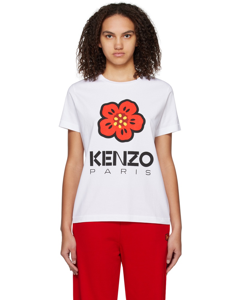 Kenzo Damen White Paris Crewneck T-Shirt