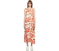 Beige Strawberry Midi Dress