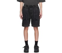 Black Drawstring Denim Shorts
