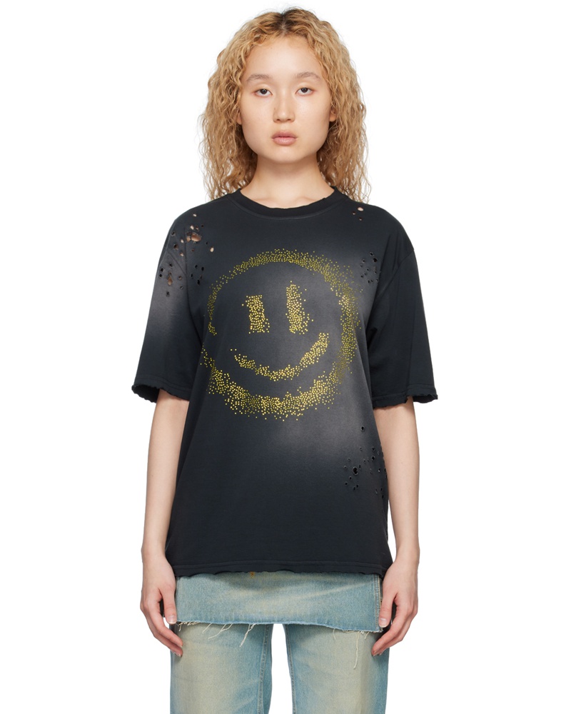 FAL-ASH Damen Gray Distressed T-Shirt
