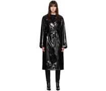Black Henriette Faux-Leather Trench Coat