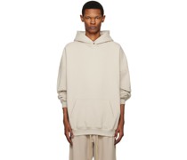 Beige Flocked Hoodie