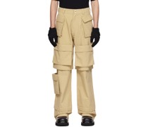 Beige Layered Cargo Pants