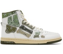 White & Green Bandana Skel Hi Sneakers