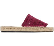 Pink Suede Openwork Flat Sandals