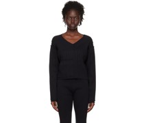 Black Multi Rib V-Neck Sweater
