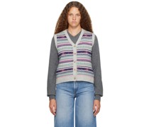 Gray Jacquard Cardigan