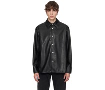 Black Rainier Faux-Leather Shirt