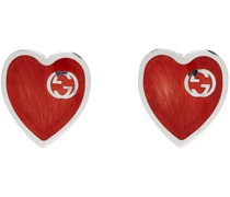 Red Interlocking G Heart Earrings