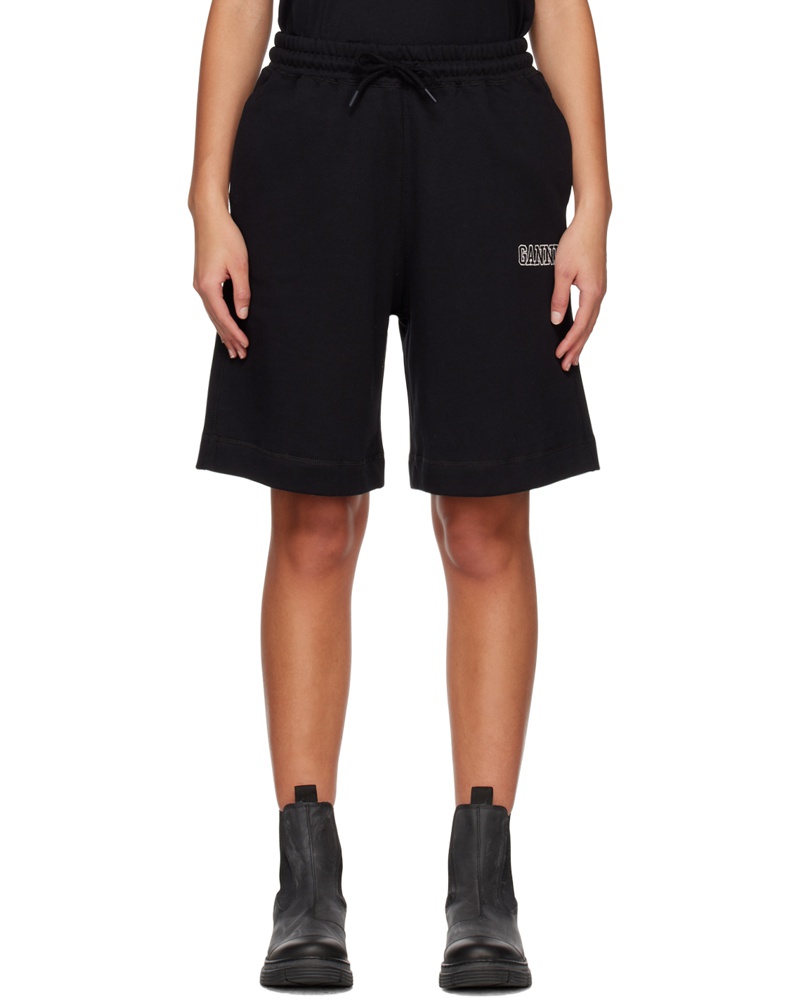 Ganni Damen Black Software Drawstring Shorts